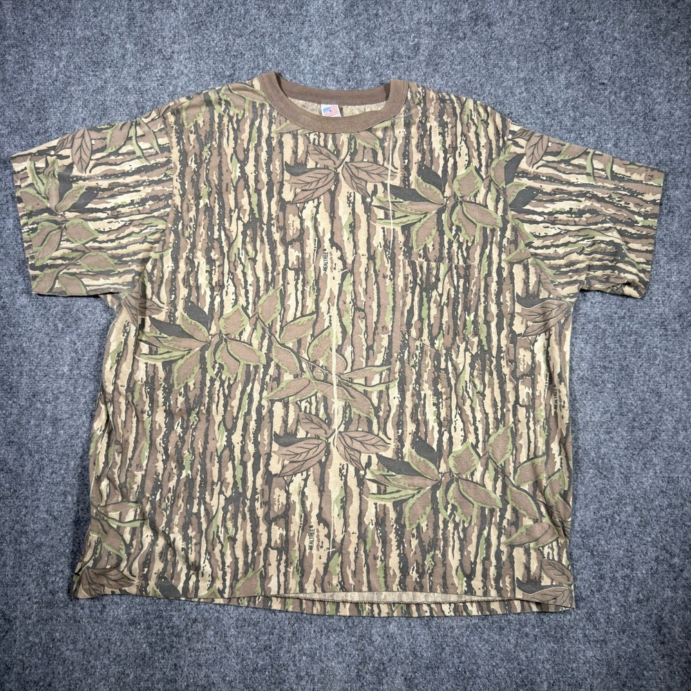 Vintage Single Stitch Realtree Advantage Timber Camo Pocket T-Shirt Mens  XXXL